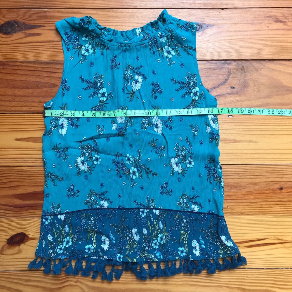 John Paul Richard Teal Blue Tassel Tank Top, EUC, S/M - Picture 8 of 13